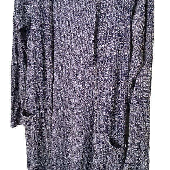 Olivia Rae Cardigan Women Medium Open Front Long Sleeve Pockets Duster Blue - Picture 3 of 5
